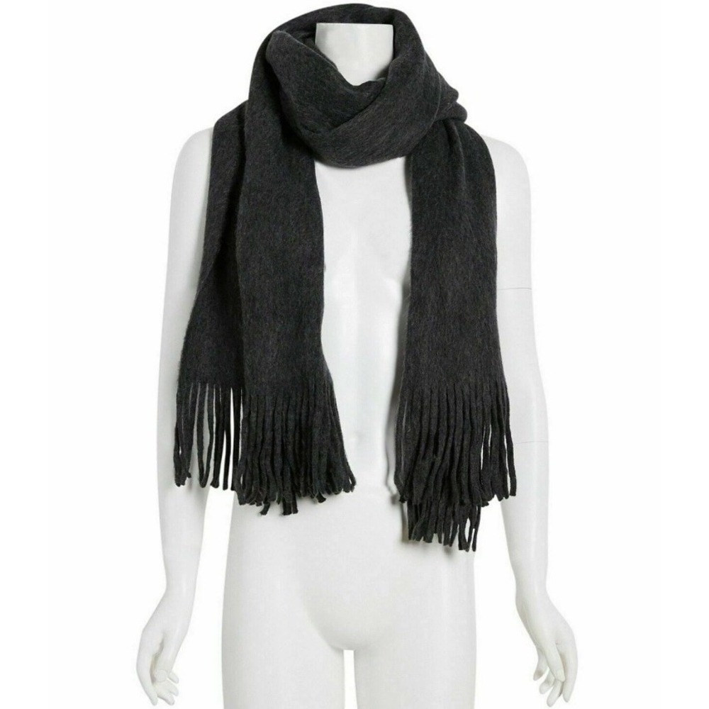 Lucky Brand Charcoal Gray Fringed Scarf Wrap